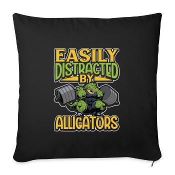 Alligator Crocodile Animal Reptile Zoo Lizard Love - Sofa pillowcase 17,3'' x 17,3'' (45 x 45 cm) - black - Front