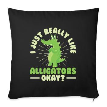 Alligator Crocodile Animal Reptile Zoo Lizard Love - Sofa pillowcase 17,3'' x 17,3'' (45 x 45 cm) - black - Front