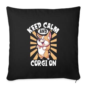 Hund Welsh Corgi Haustier Hund Liebhaber Welpe - Sofakissenbezug 45 x 45 cm - Schwarz - Vorne
