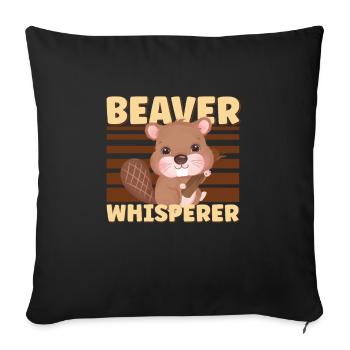 Beaver Fan Beaver Lovers Funny Beaver Gift - Sofa pillowcase 17,3'' x 17,3'' (45 x 45 cm) - black - Front
