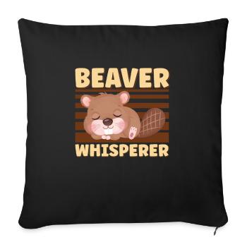 Beaver Fan Beaver Lover Funny Beaver Gift - Sofa pillowcase 17,3'' x 17,3'' (45 x 45 cm) - black - Front