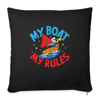 Boating Dad Boat Captain Pontoon Sailor Cruising - Sofakissenbezug 45 x 45 cm - Schwarz - Vorne