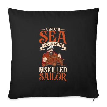 Bateau papa Capitaine Pontoon Sailor Croisière - Housse de coussin décorative 45 x 45 cm - noir - Devant