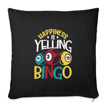 Jeu de cartes de bingo Grand-mère Joueur de bingo Cartes de bingo - Housse de coussin décorative 45 x 45 cm - noir - Devant