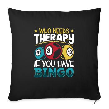 Jeu de cartes de bingo Grand-mère Joueur de bingo Cartes de bingo - Housse de coussin décorative 45 x 45 cm - noir - Devant