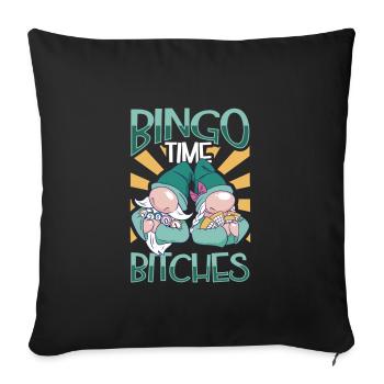 Jeu de cartes de bingo Grand-mère Joueur de bingo Cartes de bingo - Housse de coussin décorative 45 x 45 cm - noir - Devant