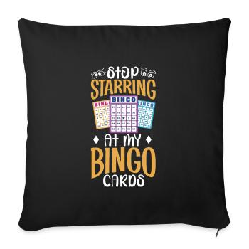 Jeu de cartes de bingo Grand-mère Joueur de bingo Cartes de bingo - Housse de coussin décorative 45 x 45 cm - noir - Devant