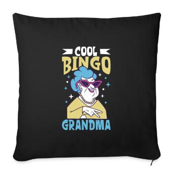 Jeu de cartes de bingo Grand-mère Joueur de bingo Cartes de bingo - Housse de coussin décorative 45 x 45 cm - noir - Devant