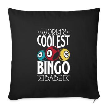 Jeu de cartes de bingo Grand-mère Joueur de bingo Cartes de bingo - Housse de coussin décorative 45 x 45 cm - noir - Devant