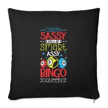 Jeu de cartes de bingo Grand-mère Joueur de bingo Cartes de bingo - Housse de coussin décorative 45 x 45 cm - noir - Devant