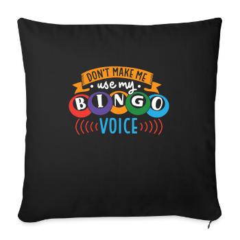 Jeu de cartes de bingo Grand-mère Joueur de bingo Cartes de bingo - Housse de coussin décorative 45 x 45 cm - noir - Devant