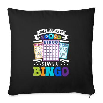 Jeu de cartes de bingo Grand-mère Joueur de bingo Cartes de bingo - Housse de coussin décorative 45 x 45 cm - noir - Devant
