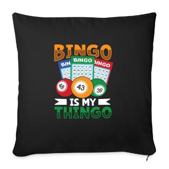 Jeu de cartes de bingo Grand-mère Joueur de bingo Cartes de bingo - Housse de coussin décorative 45 x 45 cm - noir - Devant
