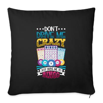 Jeu de cartes de bingo Grand-mère Joueur de bingo Cartes de bingo - Housse de coussin décorative 45 x 45 cm - noir - Devant