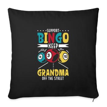 Jeu de cartes de bingo Grand-mère Joueur de bingo Cartes de bingo - Housse de coussin décorative 45 x 45 cm - noir - Devant