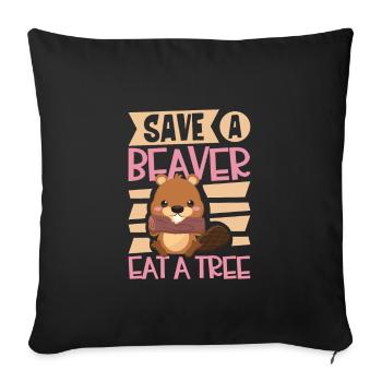 Beaver Fan Beaver Lovers Funny Beaver Gift - Sofa pillowcase 17,3'' x 17,3'' (45 x 45 cm) - black - Front