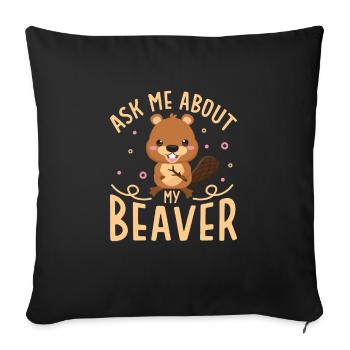 Biber Fan Biber Liebhaber Lustiges Biber Geschenk - Sofakissenbezug 45 x 45 cm - Schwarz - Vorne