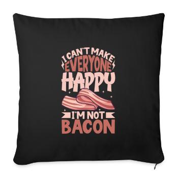 Amateur de bacon drôle Bacon célèbre nourriture Keto - Housse de coussin décorative 45 x 45 cm - noir - Devant