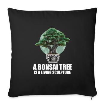 Bonsai Japan Silhouette Gardener Gardening Lover - Sofa pillowcase 17,3'' x 17,3'' (45 x 45 cm) - black - Front
