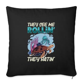 Boxer Boxing Turtle Turtles Sea Ocean Reptile - Housse de coussin décorative 45 x 45 cm - noir - Devant