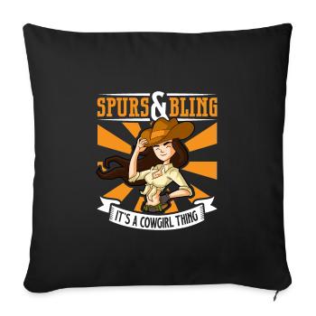 Cowboy Barn Bull Rider Rodeo Country Western - Housse de coussin décorative 45 x 45 cm - noir - Devant