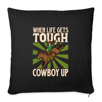 Cowboy Barn Bull Rider Rodéo Country Western - Housse de coussin décorative 45 x 45 cm - noir - Devant