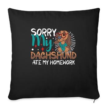chien teckel animal de compagnie chien amant chiot teckel chien - Housse de coussin décorative 45 x 45 cm - noir - Devant