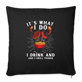 Bbq Grill Griller Grillmaster Barbecue Viande Boeuf - Housse de coussin décorative 45 x 45 cm - noir - Devant
