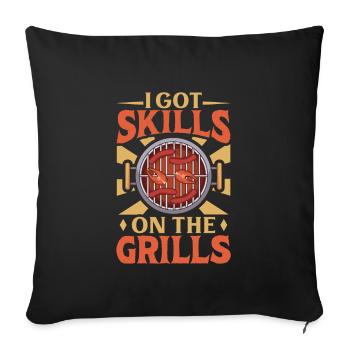 Barbecue Grill Grillades Grillmaster Barbecue Viande de bœuf - Housse de coussin décorative 45 x 45 cm - noir - Devant
