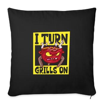 Barbecue Grill Grillades Grillmaster Barbecue Viande de bœuf - Housse de coussin décorative 45 x 45 cm - noir - Devant