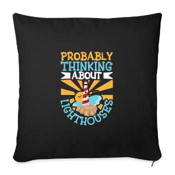 Lighthouse Seaside Nautical I Love Lighthouse - Sofa pillowcase 17,3'' x 17,3'' (45 x 45 cm) - black - Front