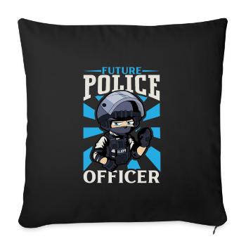 Police Policier Bureau de police - Housse de coussin décorative 45 x 45 cm - noir - Devant