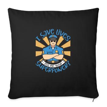 Police Policier Bureau de police - Housse de coussin décorative 45 x 45 cm - noir - Devant