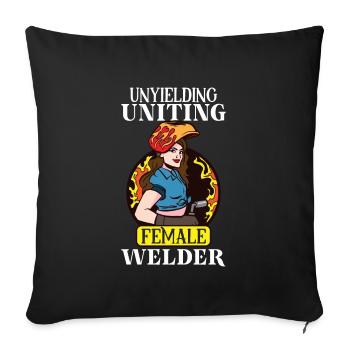 Female Welder Funny - Sofa pillowcase 17,3'' x 17,3'' (45 x 45 cm) - black - Front