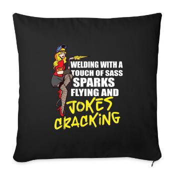 Female Welder Funny - Sofa pillowcase 17,3'' x 17,3'' (45 x 45 cm) - black - Front