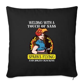 Female Welder Funny - Sofa pillowcase 17,3'' x 17,3'' (45 x 45 cm) - black - Front