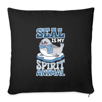 seal animal wilderness animals seals cute baby sea - Sofakissenbezug 45 x 45 cm - Schwarz - Vorne