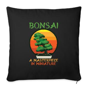 Bonsai Japan Silhouette Gardener Gardening Lover - Sofa pillowcase 17,3'' x 17,3'' (45 x 45 cm) - black - Front