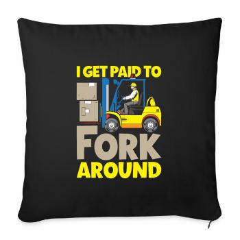 Chariot élévateur d’entrepôt de chariot élévateur - Housse de coussin décorative 45 x 45 cm - noir - Devant