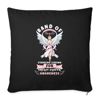 Sensibilisation au cancer du sein Soutien aux survivantes Rose - Housse de coussin décorative 45 x 45 cm - noir - Devant