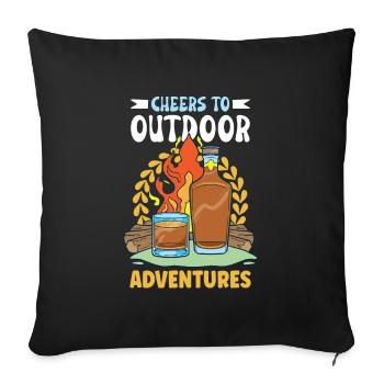 Nuits de feu de camp Whisky Délices Aventure en plein air - Housse de coussin décorative 45 x 45 cm - noir - Devant