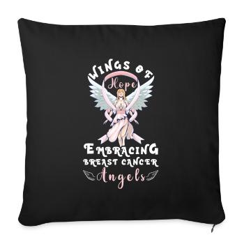 Sensibilisation au cancer du sein Soutien aux survivantes Rose - Housse de coussin décorative 45 x 45 cm - noir - Devant