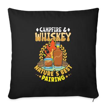 Nuits de feu de camp Whisky Délices Aventure en plein air - Housse de coussin décorative 45 x 45 cm - noir - Devant