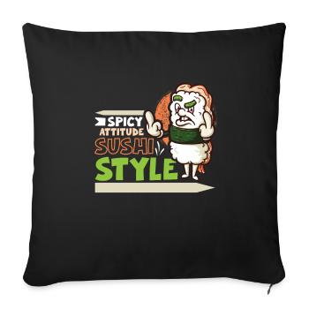 Drôle de sushis malheureux Nourriture japonaise Miso-Malheureux - Housse de coussin décorative 45 x 45 cm - noir - Devant
