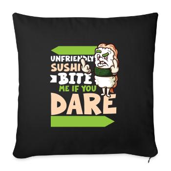 Drôle de sushis malheureux Nourriture japonaise Miso-Malheureux - Housse de coussin décorative 45 x 45 cm - noir - Devant