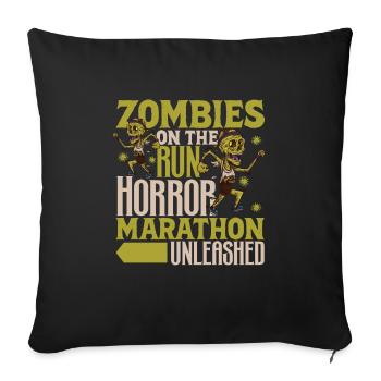 Horreur Zombie Runner Semi-Marathon Course Jogging - Housse de coussin décorative 45 x 45 cm - noir - Devant