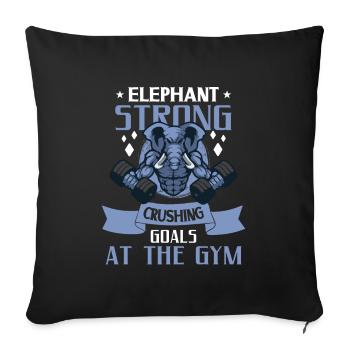Elephant Bodybuilding Powerlifting Haltérophilie - Housse de coussin décorative 45 x 45 cm - noir - Devant