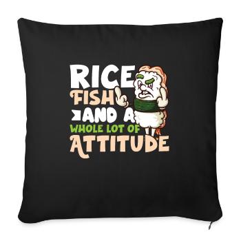 Drôle de sushis malheureux Nourriture japonaise Miso-Malheureux - Housse de coussin décorative 45 x 45 cm - noir - Devant