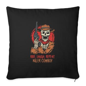 Spooky Horror Western Cowboy Rider Rodeo Country - Housse de coussin décorative 45 x 45 cm - noir - Devant
