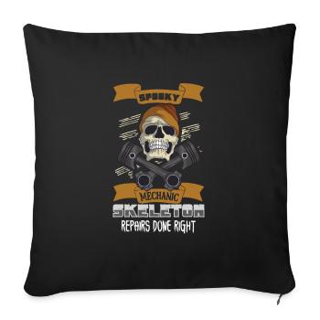 Skeleton Mechanic Horror Garage Funny Bones Spooky - Sofa pillowcase 17,3'' x 17,3'' (45 x 45 cm) - black - Front